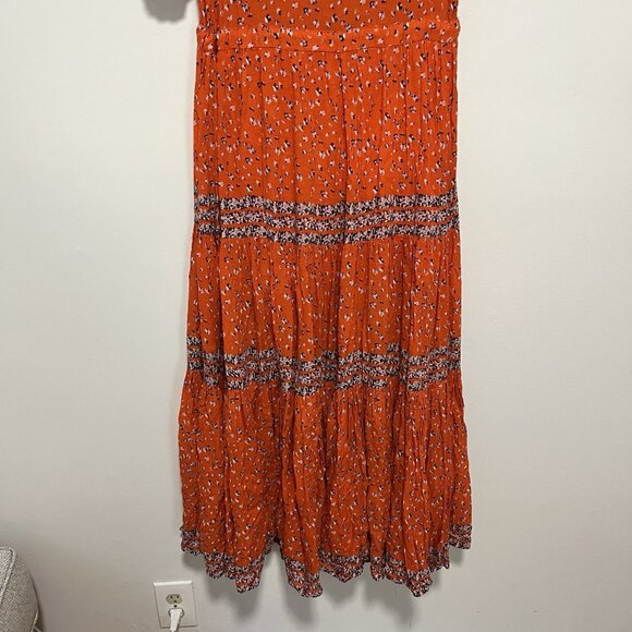 Free People Rare Feeling Maxi Dress in Orange Pop Combo Size Small - Picture 11 of 13
